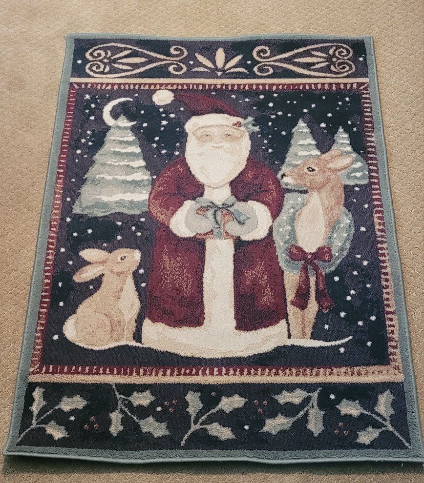 Vintage Christmas Santa Claus Accent Rug