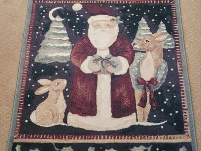 Vintage Christmas Santa Claus Accent Rug