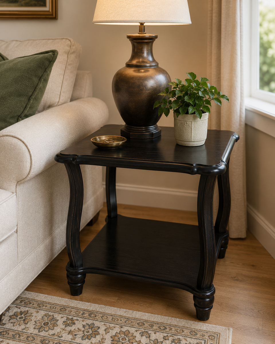 Designer Black End Tables Set of 2 | Living Room or Bedroom