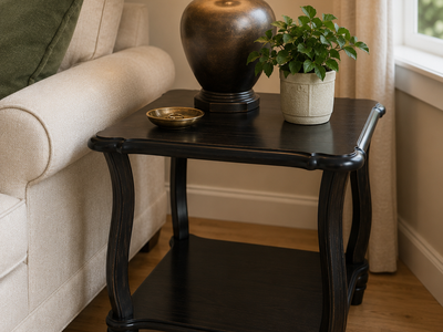 Designer Black End Tables Set of 2 | Living Room or Bedroom