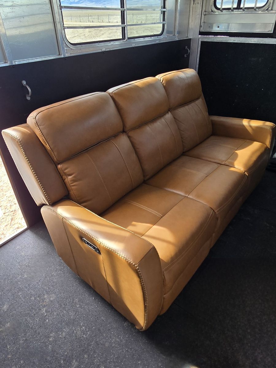 Bassett Reclining Leather Sofa, Motorized with Charging Outlets - OBO