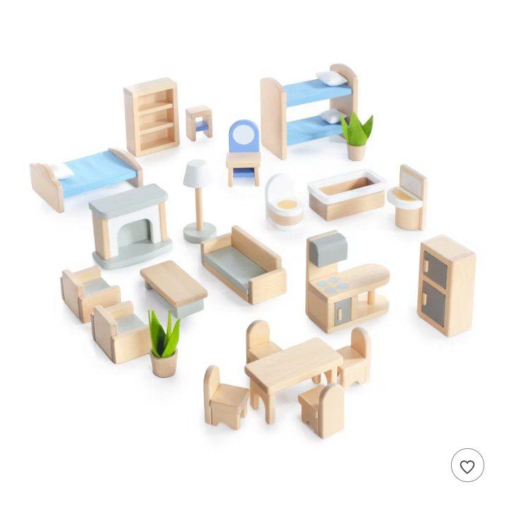 New Guidecraft Doll House Accessories.24pc 3yrs+