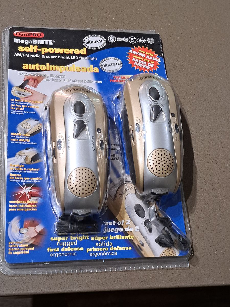 Two New DuraPro MegaBrite Self-Powered AM/FM Radios and two LED Flashlights, $20