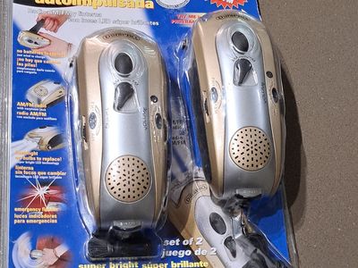 Two New DuraPro MegaBrite Self-Powered AM/FM Radios and two LED Flashlights, $20
