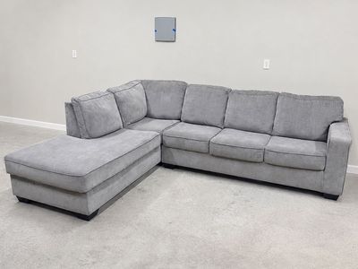 L-Shaped Light Gray Sectional Couch - Delivery Available