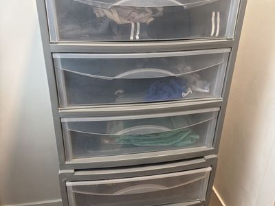2 Gray 3 Drawer Plastic Storage Tower with Clear Bins - Organizer for Home or Office