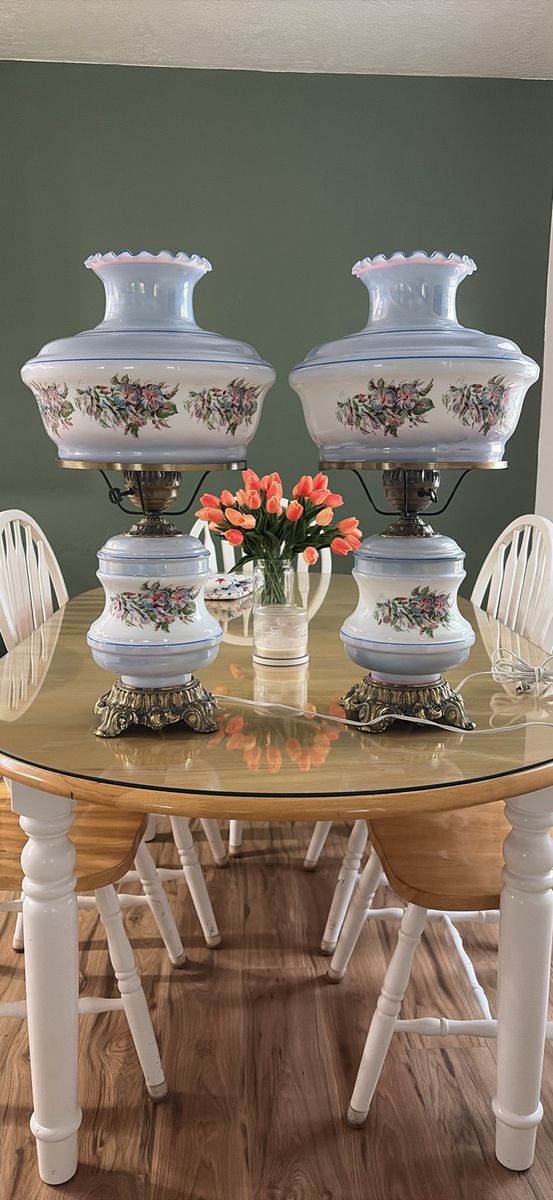 1971 Vintage Parlor Hurricane Lamps