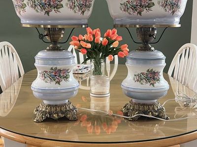 1971 Vintage Parlor Hurricane Lamps
