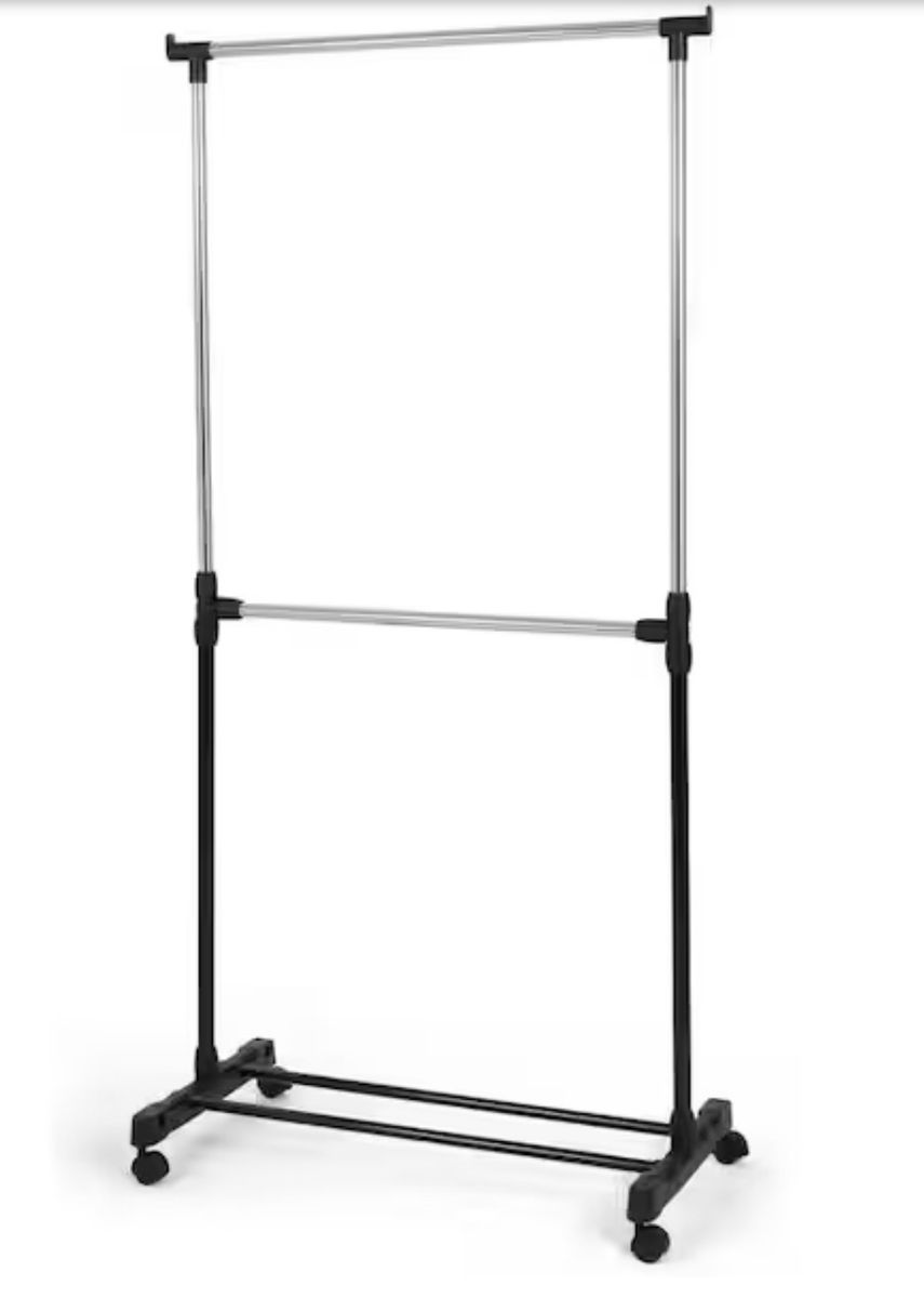 Silver Two Tier Aluminum Garment Clothes Rack