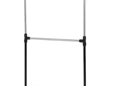 Silver Two Tier Aluminum Garment Clothes Rack