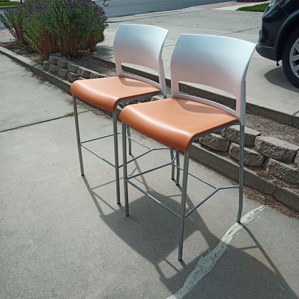 Two steelcase contemporary bar stools