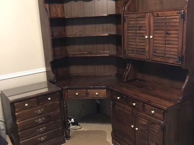 ETHAN ALLEN DESK WITH HUTCH and SHELVING