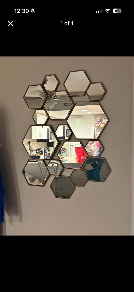 Decorative Hexagon Wall Mirror Set - Gold Frame, Modern Accent for Any Room