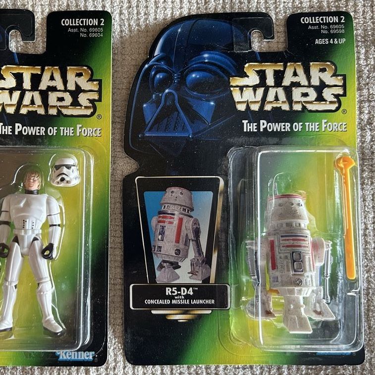 90’s Star Wars The Power of the Force Collection 2 R5-D4 Action Figure Driod Green Card