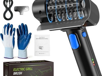 NEW Electric Grill Brush with Dual Safety Lock - Professional BBQ Cleaner with Submersible 304 SS Head