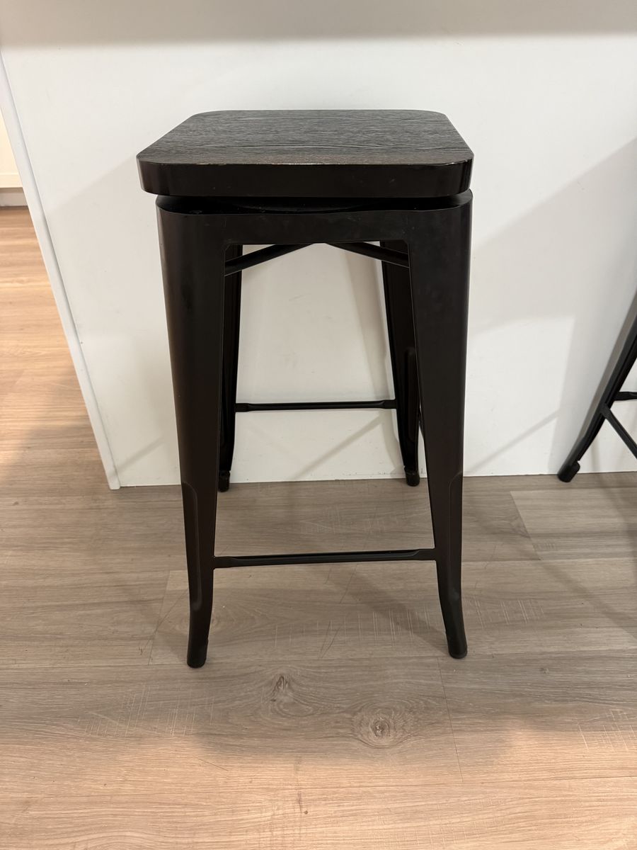 Set of 3 Black Industrial Style Bar Stools - Counter Height Stools (26" Height)