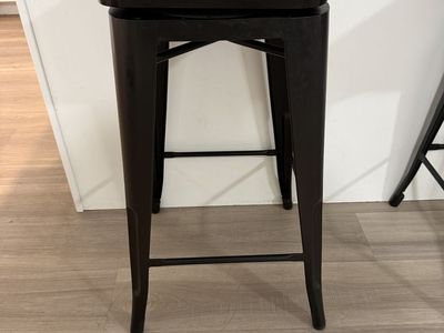 Set of 3 Black Industrial Style Bar Stools - Counter Height Stools (26" Height)
