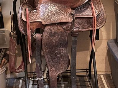 Western saddle, blankets and bridle