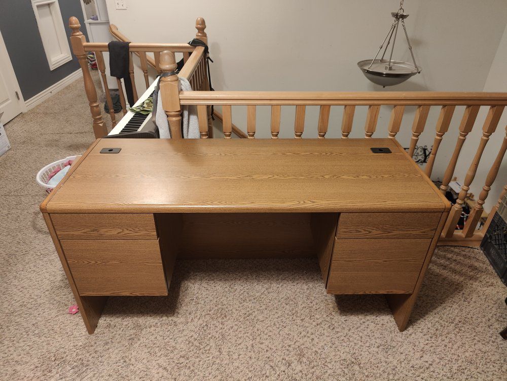 Brown wood office desk
