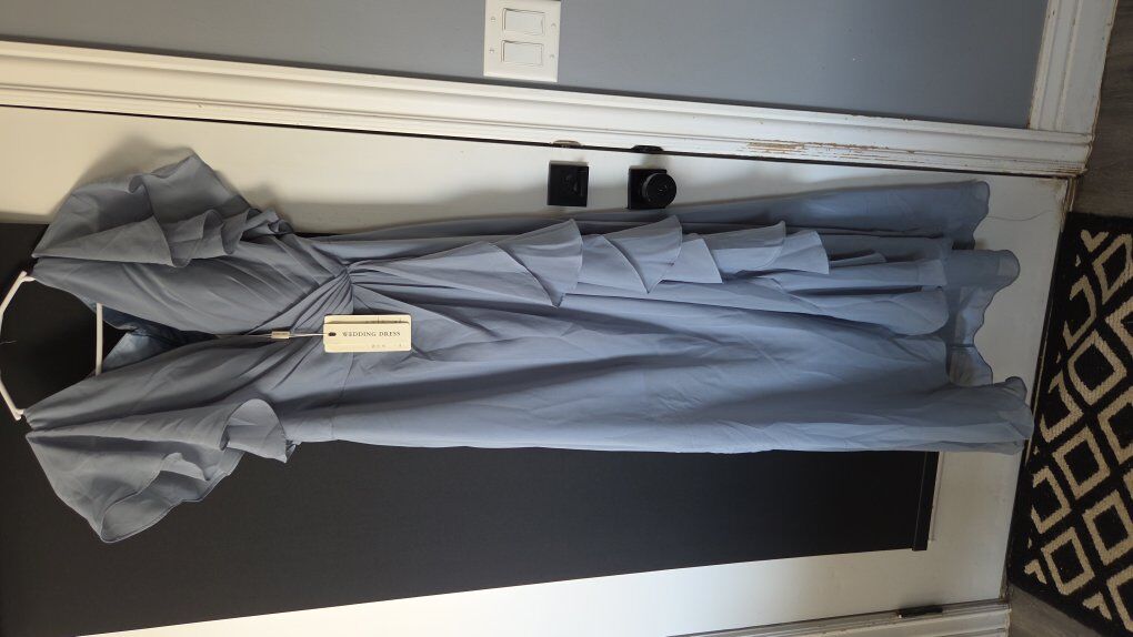 JAEDEN Chiffon Bridesmaid Dress Size 12, Moody Blu