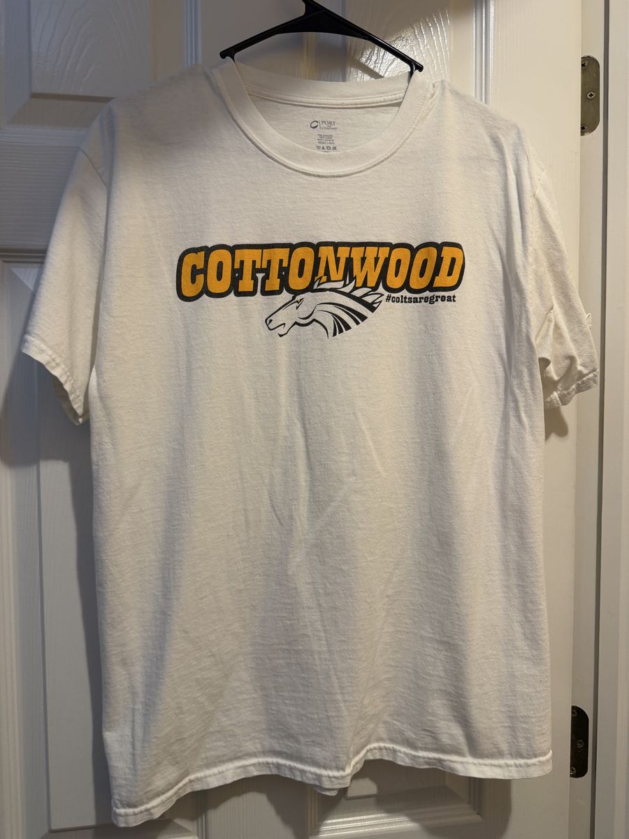 PORT & COMPANY Cottonwood Colts T-Shirt - Adult Large, 100% Cotton, White