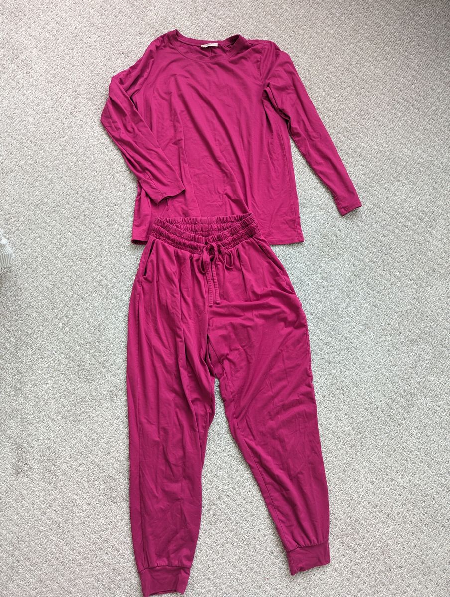 Cute Pink Long Sleeve Lounge Set, size L