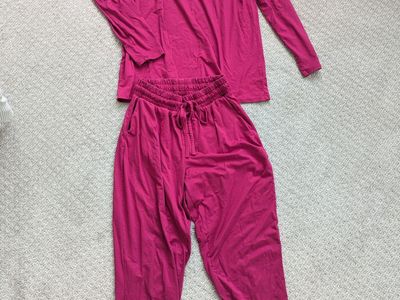 Cute Pink Long Sleeve Lounge Set, size L