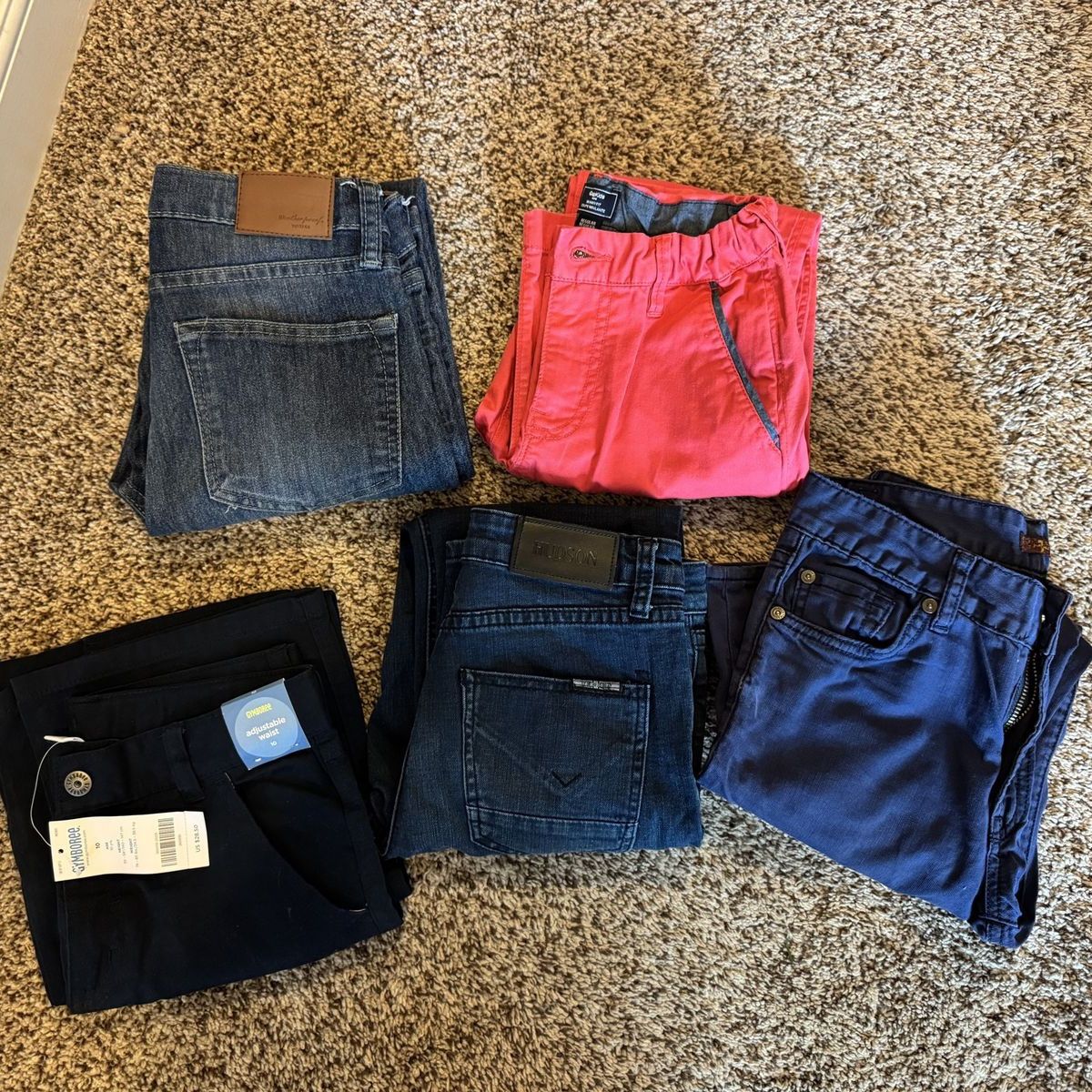Lot of 5 Boys Pants - all size 10. Great brands: Hudson, 7 For All Mankind, GapKids, Weatherproof Vintage, Gymboree