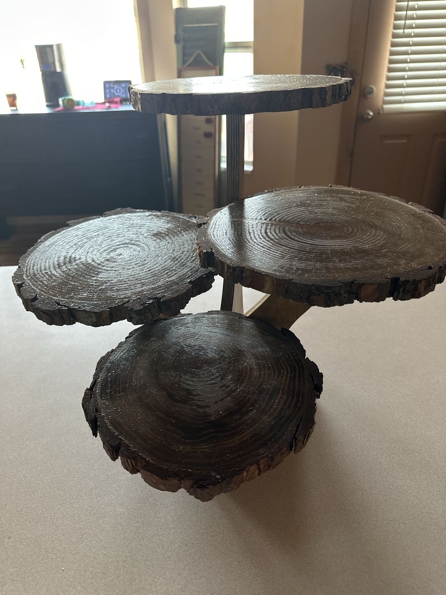 Rustic Wooden 4-Tier Slice Dessert & Cupcake Stand Display