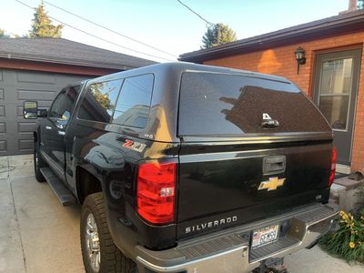 Chevrolet Silverado Truck Bed Camper Shell Topper with Windows - dark grey