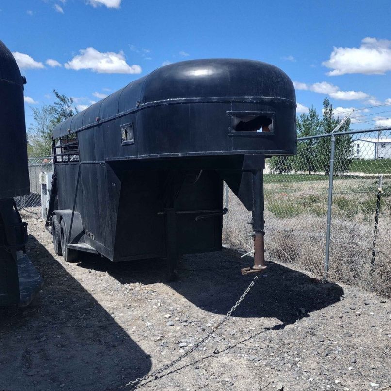 Black Gooseneck Stock Trailer - Used for Livestock Hauling