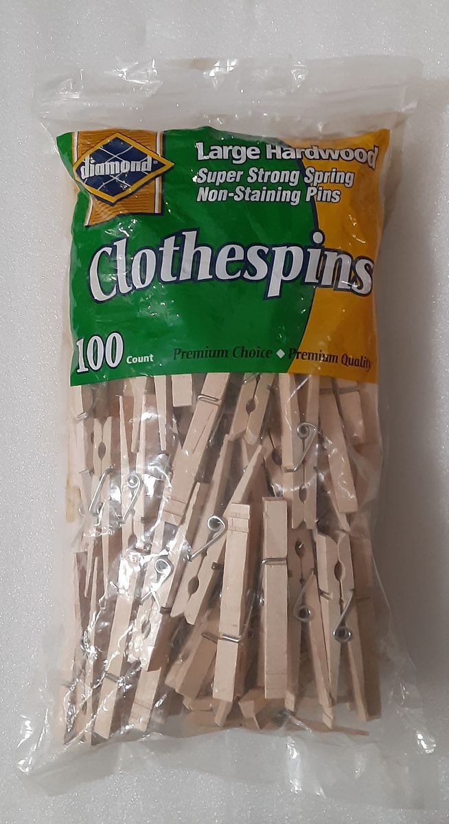 New Diamond 100-count Large Hard Wood Clothespins - Premium Quality, Super Strong Spring, Non-Staining