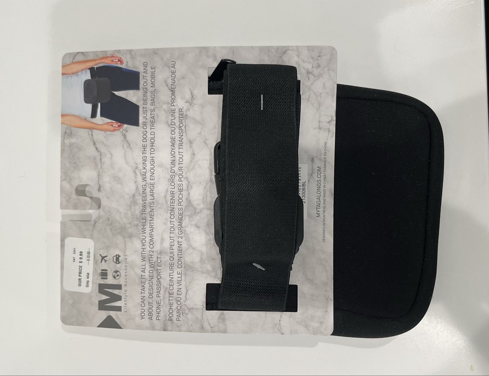 Mytagalongs Black Travel/Walking Bag, Waist Pouch, Fits Phone & Treats