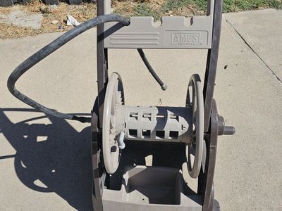 AMES Rolling Garden Hose Cart Reel with Wheels and Storage Tray