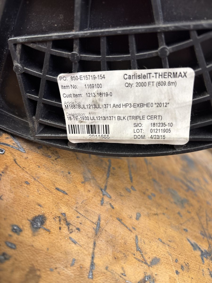 CarlisleIT-Thermax 18-TE-1930 UL1213/1371 Black Triple Cert Wire 2000 FT