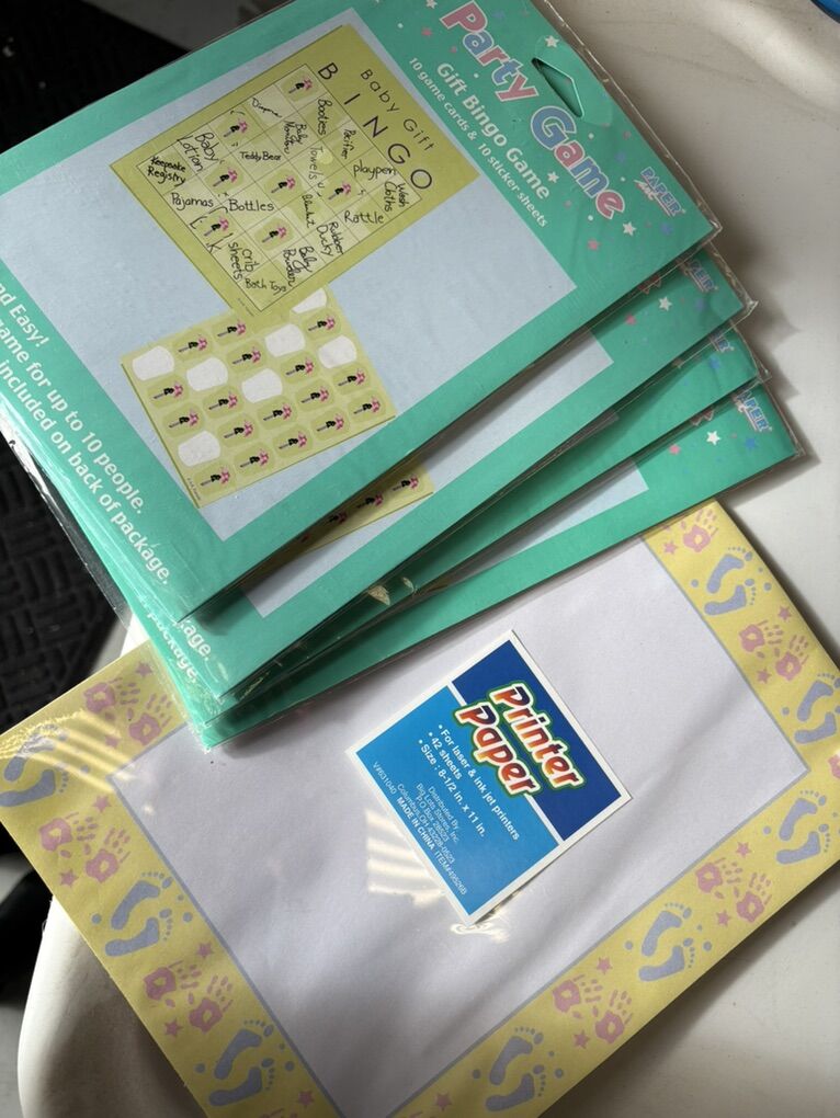 Baby Shower, Bingo, And Paper