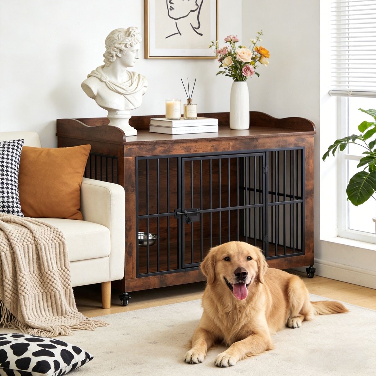KZLAA Furniture Style Dog Crate.