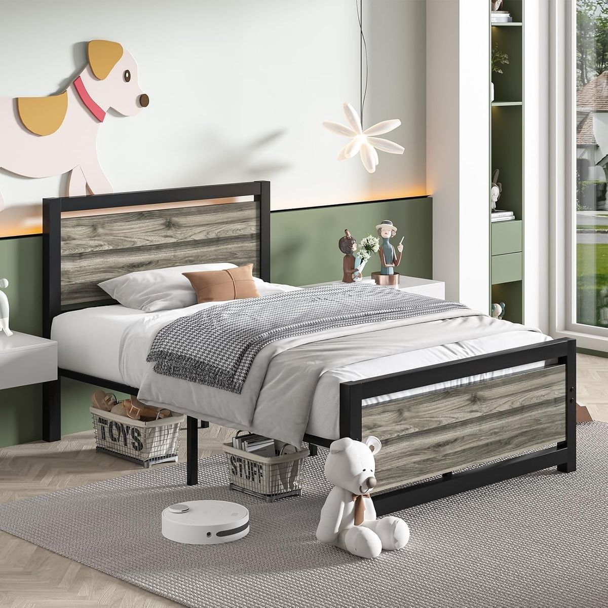 Twin Bed Frame, Brand New, Amazon Catrimown, No Box Spring, Assembly Required