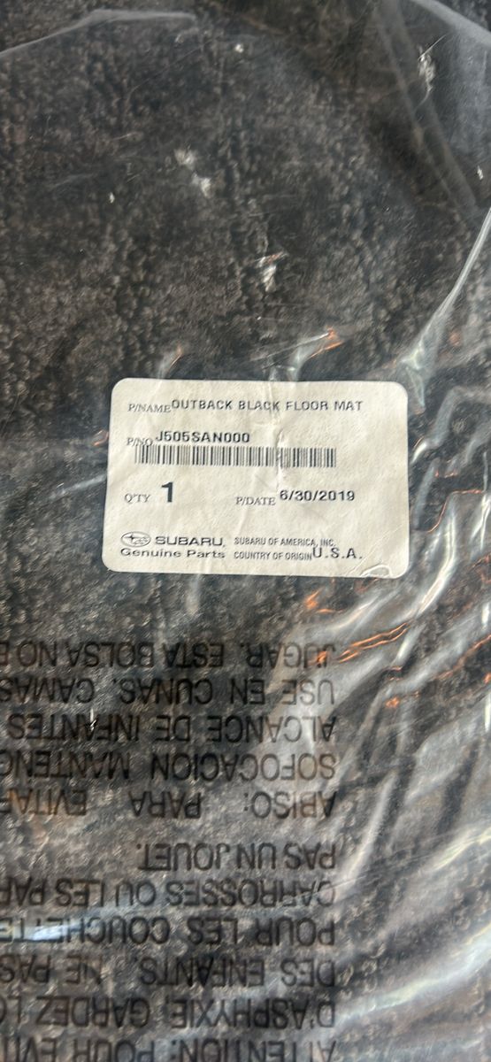 Subaru Outback J505SAN000 Black carpet Floor Mat Genuine Part - New