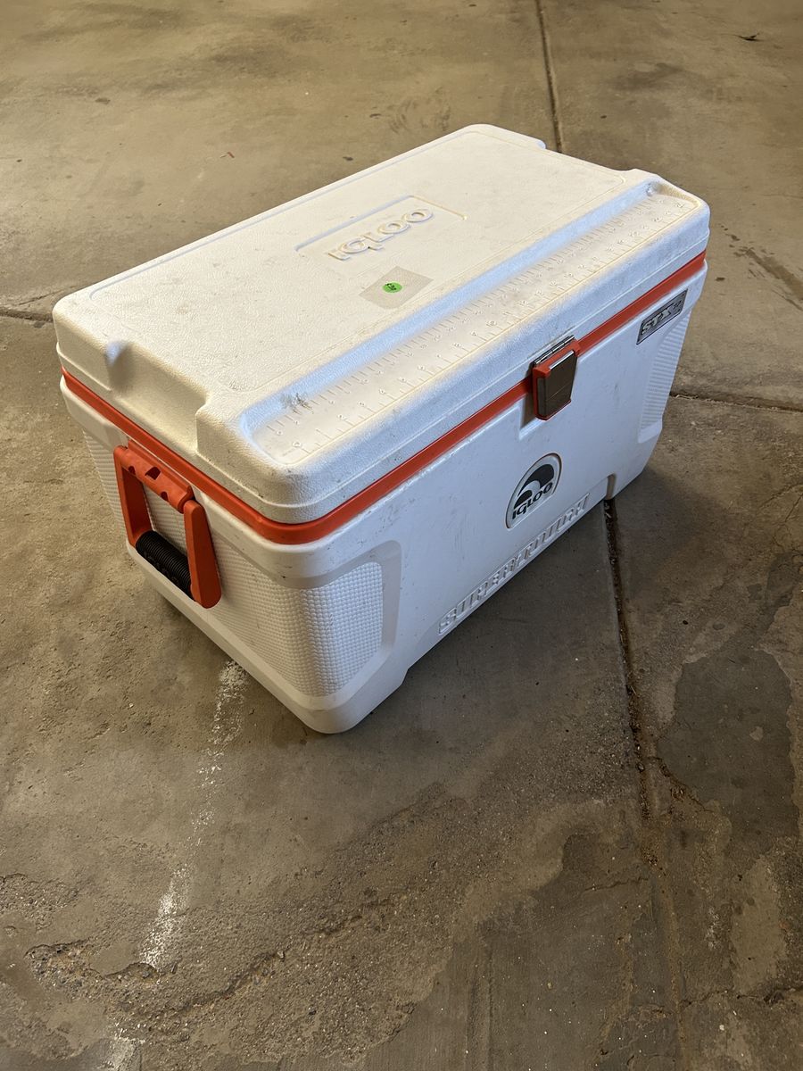 Igloo Super Tough STX 72 Quart Cooler White and Orange