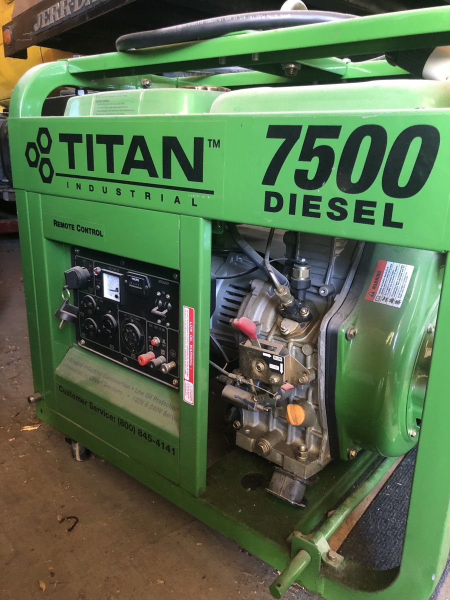 Titan Industrial 7500 Diesel Portable Generator - Key Start, 120V/240V