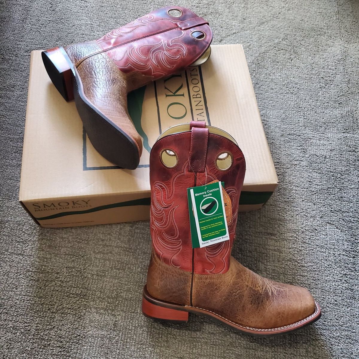Smoky Mountain Boots 4914 Timber Memory Cushion Insole 10D Brown/Burnt Apple Cowboy Boots
