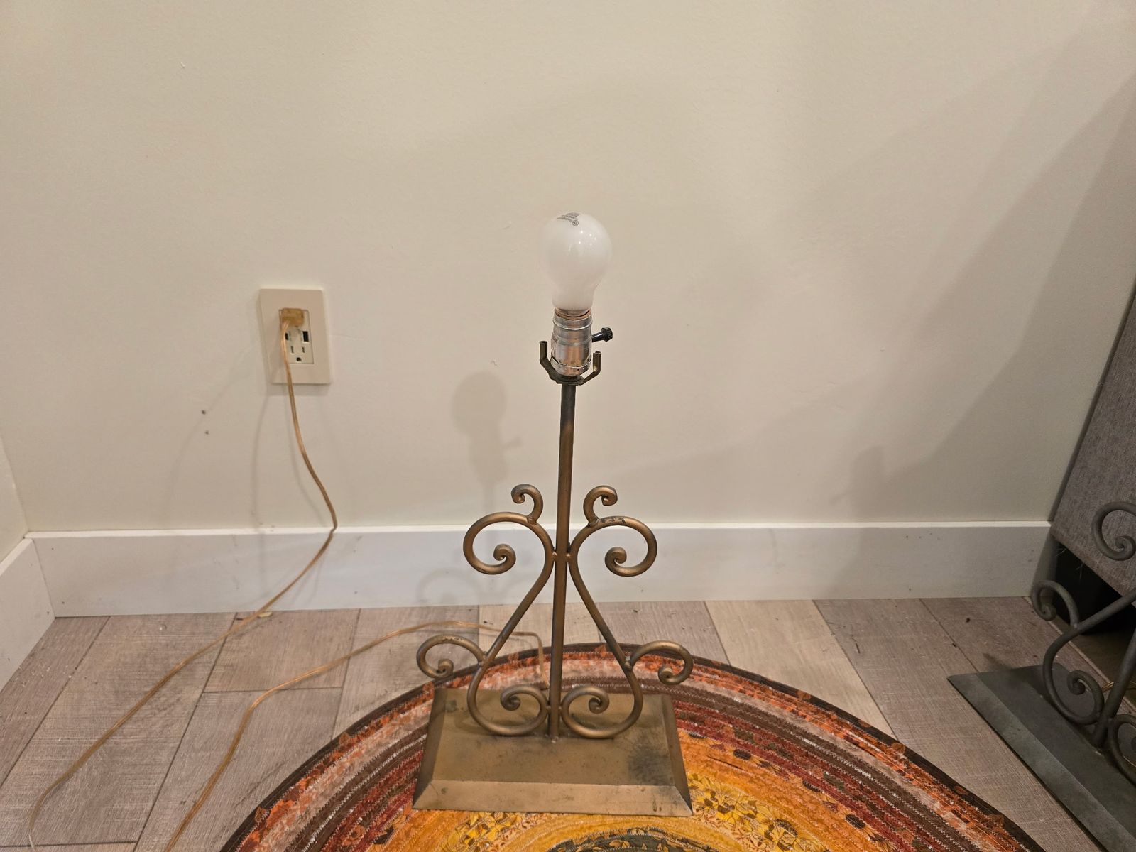 Vintage Wrought Iron Lamps Pair – Metal Scroll Table Lamps Matching Working 20"