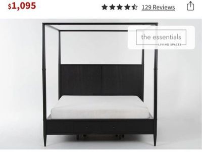 Living Spaces Austen Queen Canopy Bed Frame with Footboard Storage