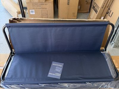 3-Person Outdoor Porch Swing with Canopy - Brand New in Box-Navy Blue