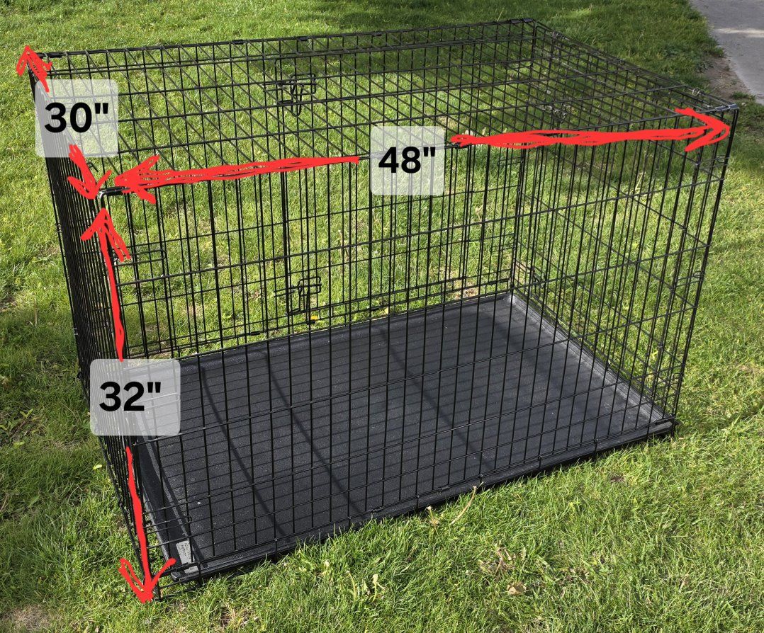 Folding Dog Cage 2-Door Pet Crate 48”x30"x32.