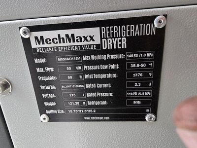 MechMaxx M050AD115V Refrigeration Dryer for Air Compressors - 50 CFM, 145 PSI