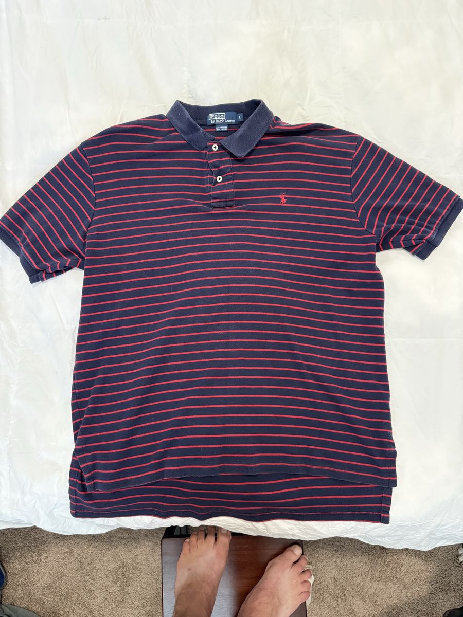 Polo by Ralph Lauren Striped Polo Shirt Navy Red Size L