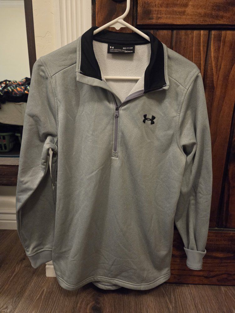 Under Armour Men's Gray SM 1/4 Zip Pullover Sweatshirt Loose Fit ColdGear