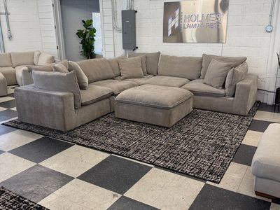 COSTCO SEREEN 6-PIECE FABRIC MODULAR SECTIONAL, CLOUD COUCH, TAUPE!!